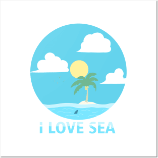 beach sea scene cartoon Posters and Art